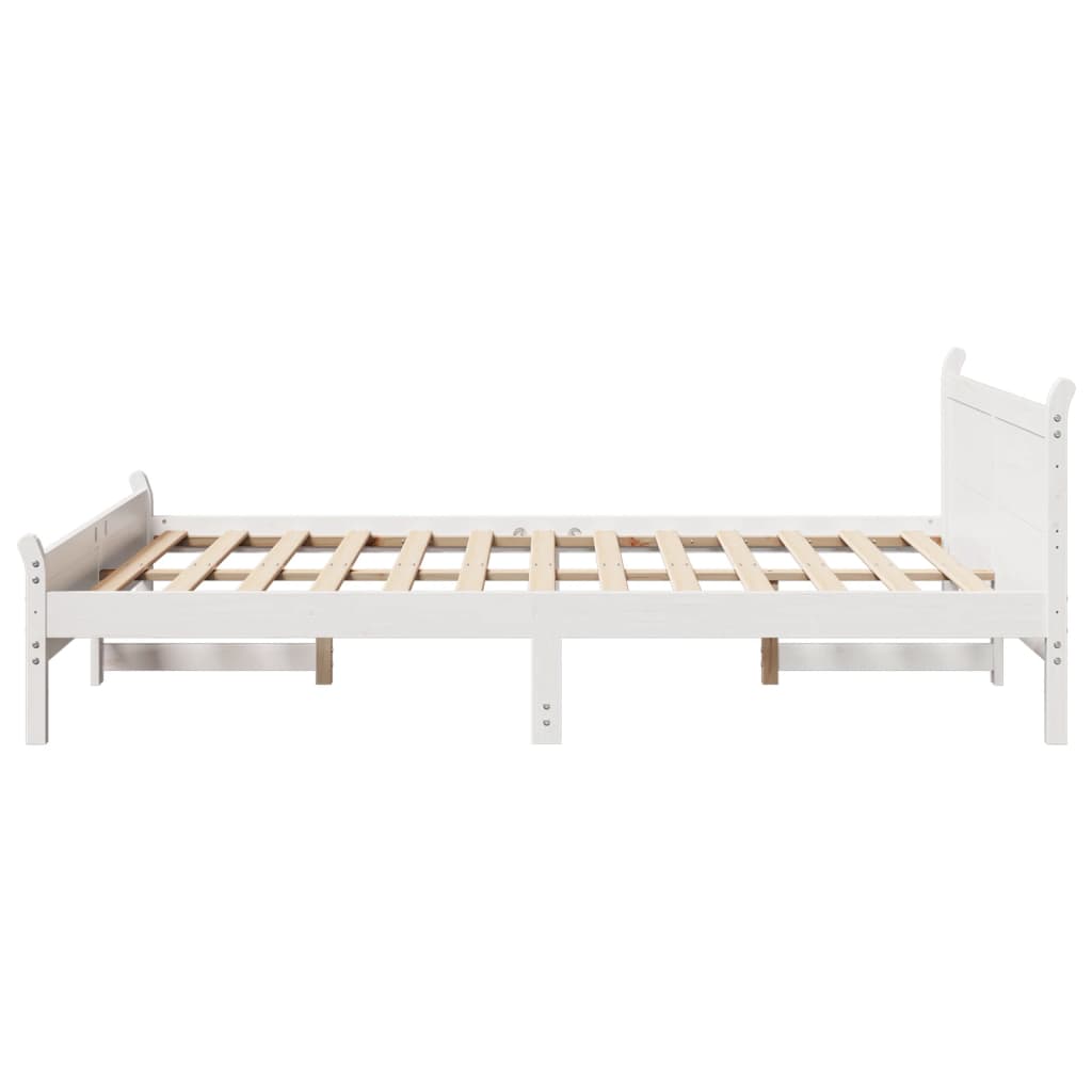 Bed Frame without Mattress White 120x200 cm Solid Wood Pine